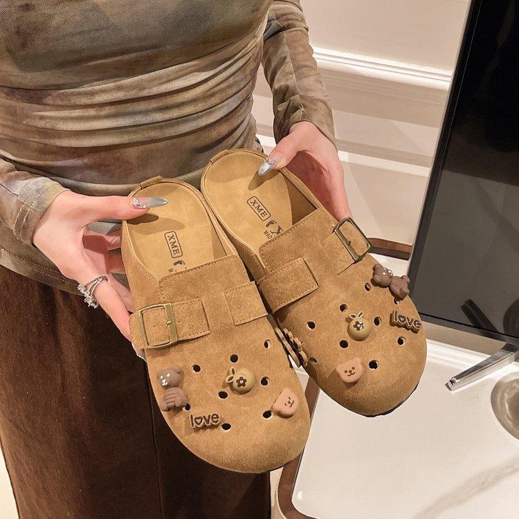 Niche Retro Bag Head Cool Slippers Women's Spring 2025 New Thick-soled Half-pack Boken Shoes Wear Half-slippers