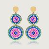 Fashion 18K Gold Plated Stainless Steel Earrings Bohemia Statement Stud Earrings Glass Beads for Women Summer Beach Jewelry