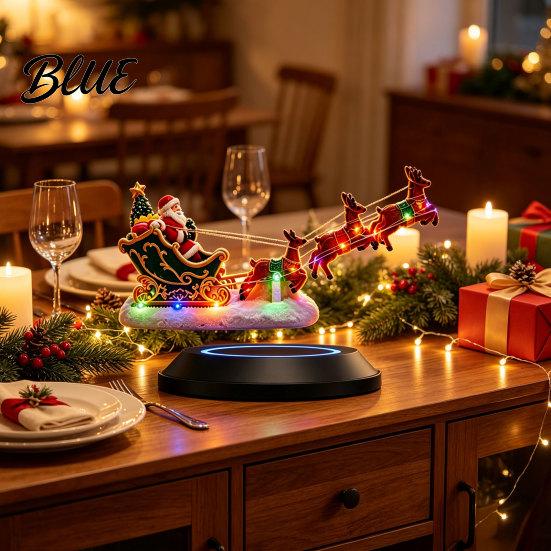 Magic Holiday Decoration Lighted Floating Santa Sleigh Magnetic Levitation Flying Sleigh Ornament with Seasonal Fireplace LED Light Christmas