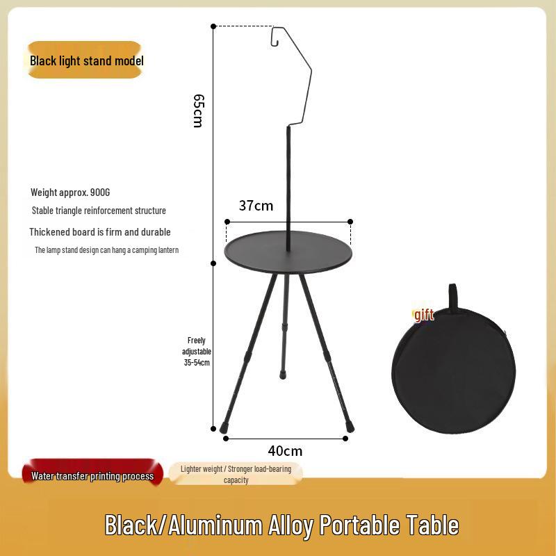 Adjustable Aluminum Folding Outdoor Table with Lamp Holder for Camping and Motorcycle Touring