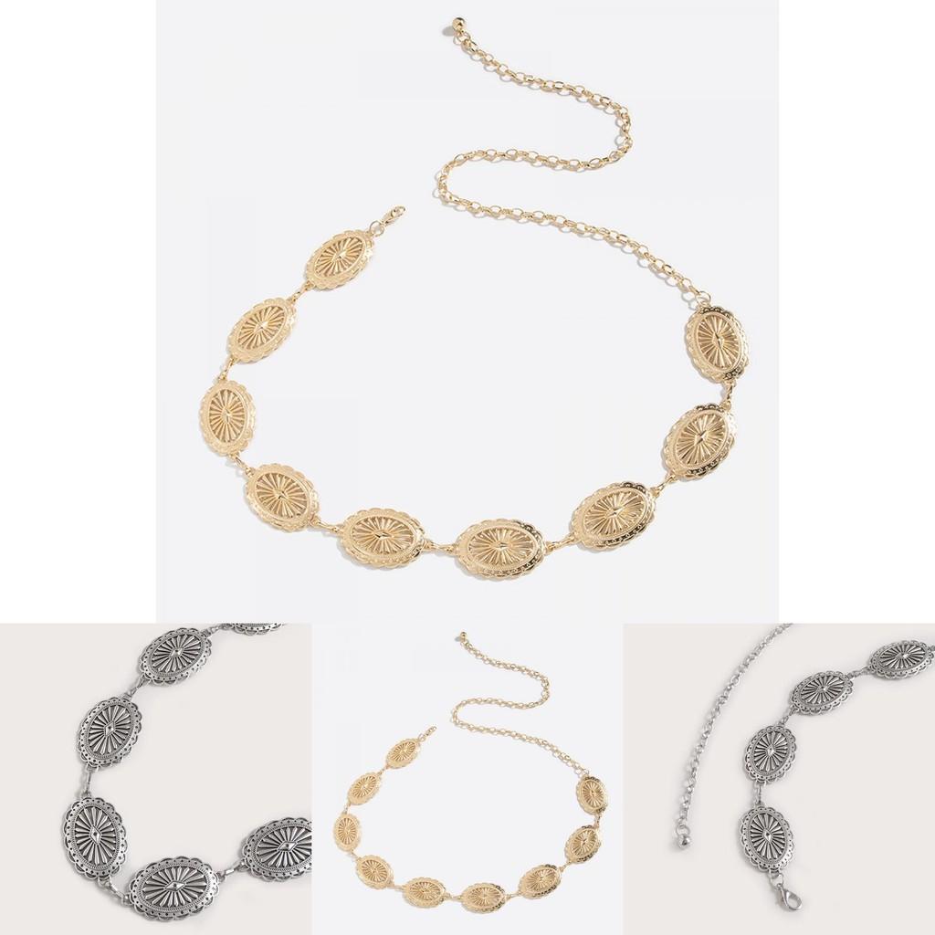 Western Style Hollow Metal Waist Chain With Carved Details For Womens Fashion Accessory