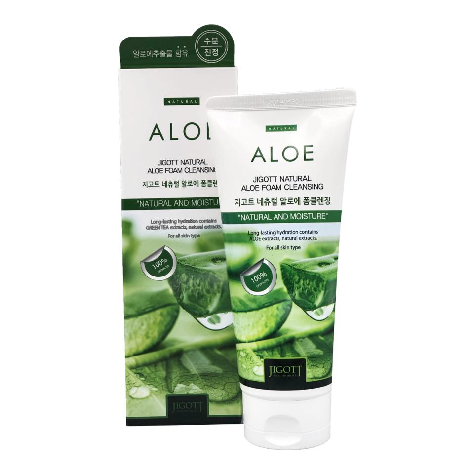 

JIGOTT Natural Aloe Foam Cleansing Успокаивающая пенка с экстрактом алоэ, 180 мл,