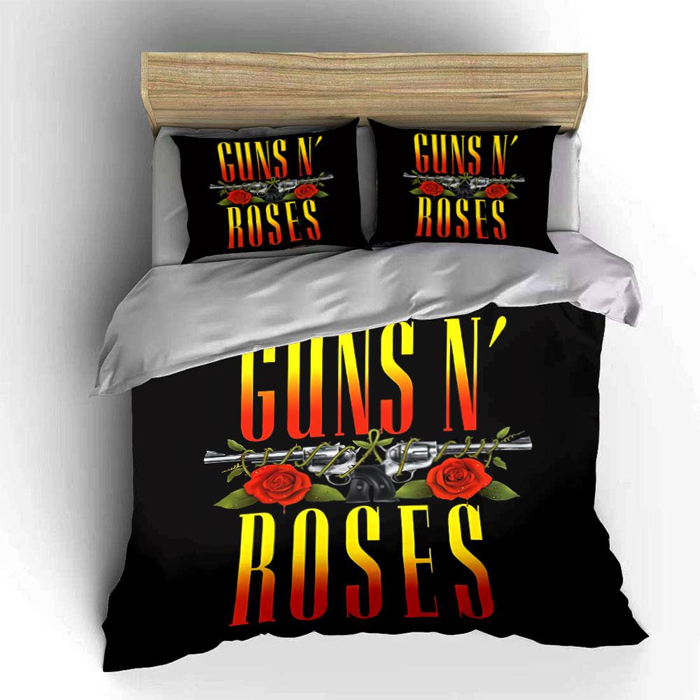 Guns N' Roses Band Logo Design Bedding Duvet Cover Set Duvet Cover Pillowcases (1*Duvet Cover 2*Pillowcases, without duvet insert)