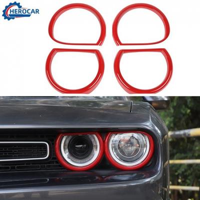 4 Stück Scheinwerfer-Rahmenabdeckung Zierleiste für 2015-20 Dodge Challenger, ABS Rot