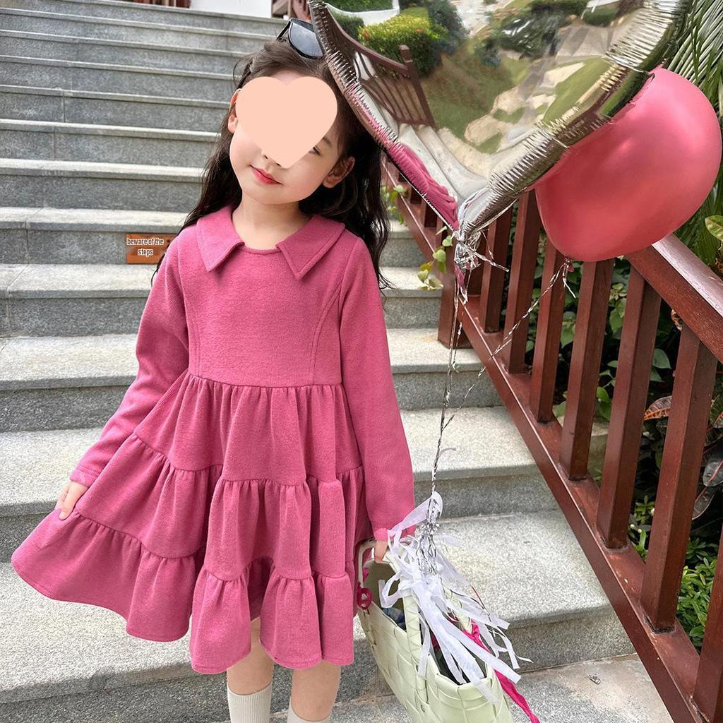 2024 Girls' Spring & Autumn Princess Dress with Korean Doll Collar - New Western Style Trend