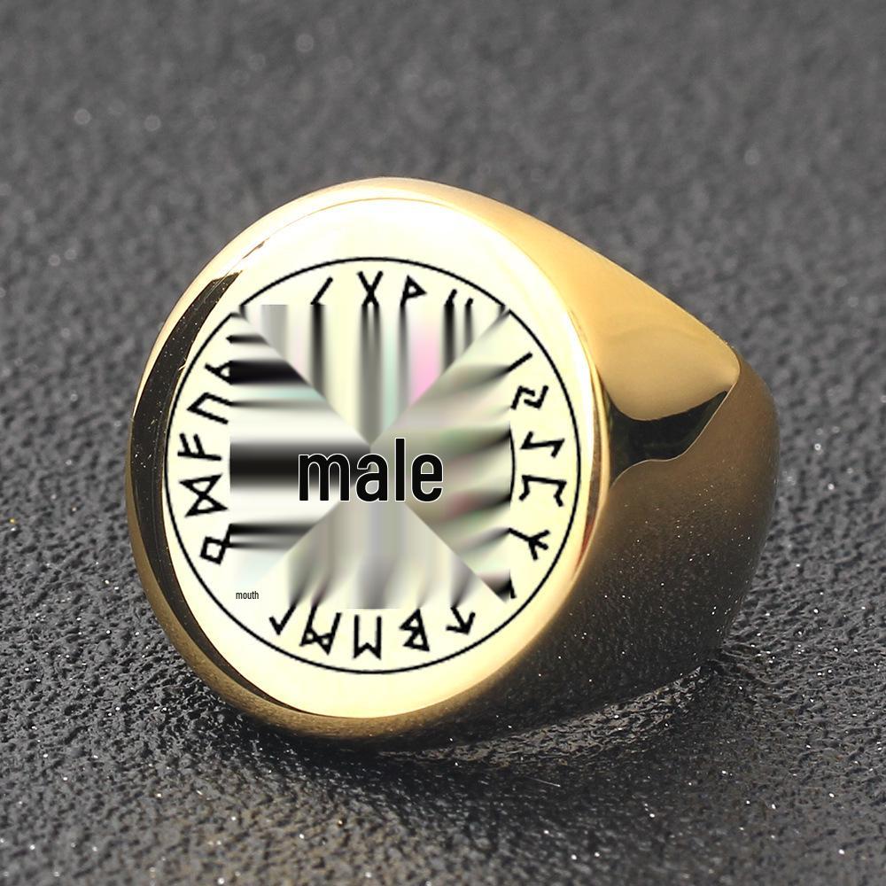 Nordic Viking Titanium Steel Rune Ring with Irish Eternal Knot Design