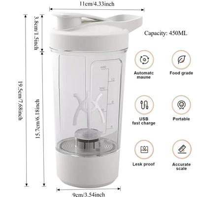 Electric Self Stirring Mug, Protein Powder Milkshake Shaker Bottle ,USB Charging Shaker Cup with Scale 15 Oz Water Cup, BPA Free