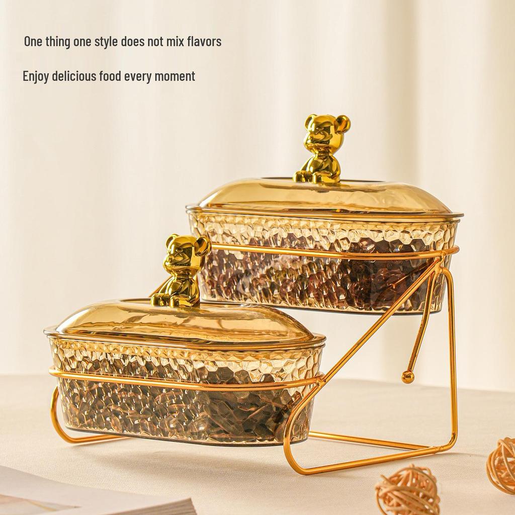 Elegant Multi-layer Snack and Fruit Plate with Lid for Coffee Table