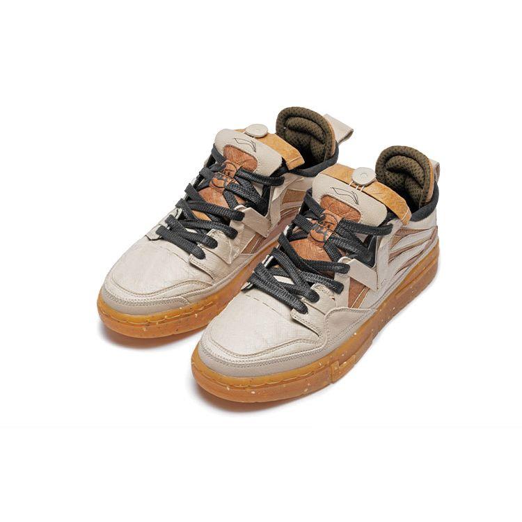 Li Ning Weiwu Pro Comfortable Versatile Non-Slip Wear-Resistant Lightweight Low-Top Skate Shoes Men Sneakers Khaki AECR089-1