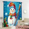 2pcs,Curtains Cute Snowman Christmas Winter_a (2) Popular Creative Curtains Polyester Curtains Thermal Insulation, and Room