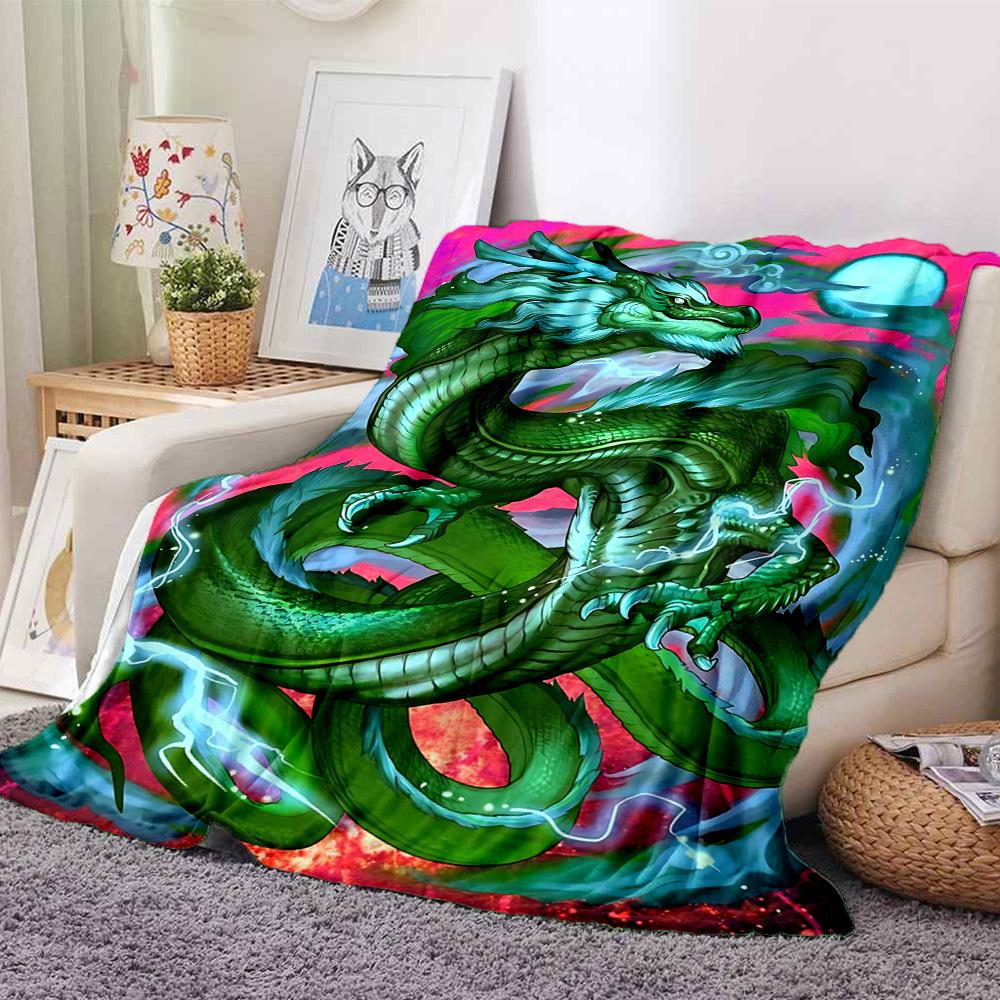 1pc Dragon Fantasy Artwork Blanket Lightweight Flannel Blanket Throw Blanket For Sofa, Bed, Travel, Camping yy2509026202
