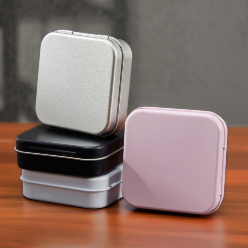 Portable Square Flip Metal Tin Storage Box Durable Rust-free Container for Candy Pills Coins DIY Craft Supplies