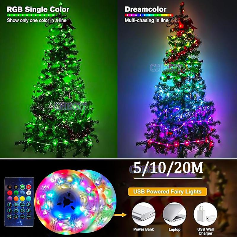 Outdoor Fairy Lights Waterproof, Max 65.6FT/20M Smart 200 LED Color Changing Fairy Lights with Remote and APP Control,Party