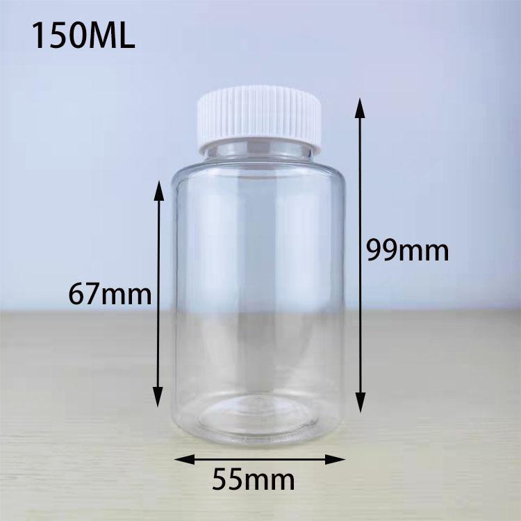 30, 100, 250 ml transparente PET-Weithalskapselflasche mit versiegeltem Deckel