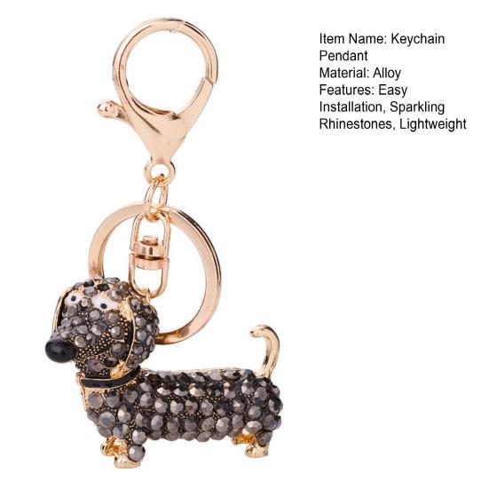 Keychain Pendant, Cartoon Dog Shape Key Holder with Lobster Clasp And Key Ring, Sparkling Rhinestones Inlaid Car Interior Key Chain