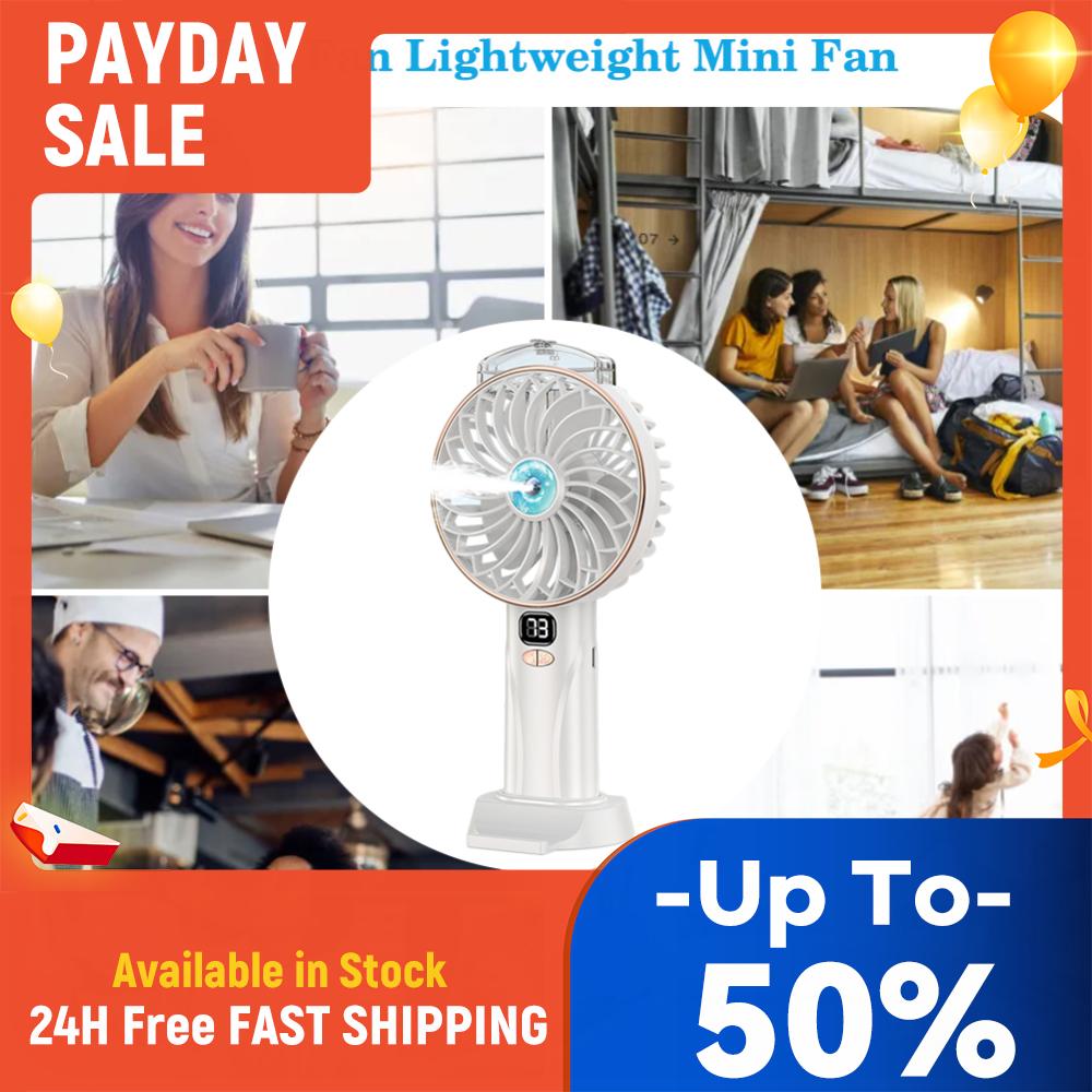 Digital Display Cooling Electric Fan USB Rechargeable Spray Handheld Fan 4000mAh Small Humidifying Fan for Travel Office Outdoor