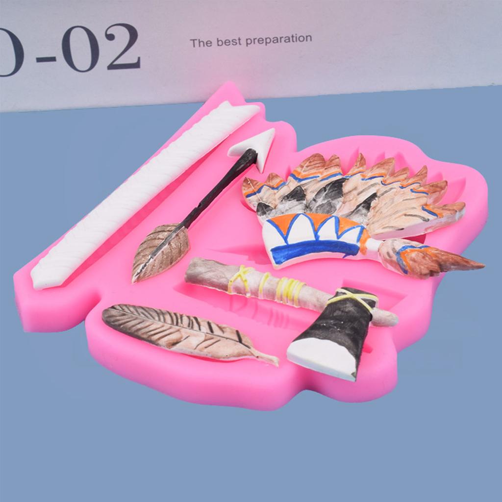 Pfeilfeder Indischer Kopfschmuck geformte Silikonform Fondant Schokoladenform DIY Kuchen Dessertform Backen DIY Zubehör
