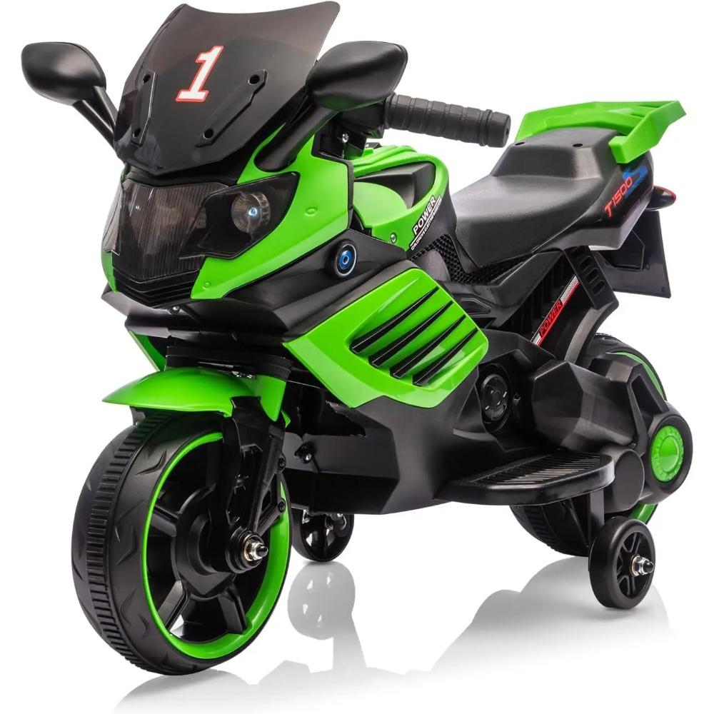 Motocicletta Elettrica per Bambini 6V, Giocattolo Auto Elettrica da Guidare con Ruotine di Supporto, Faro Funzionante, Clacson e Musica, per Bambini e Bambine 3-6 Anni