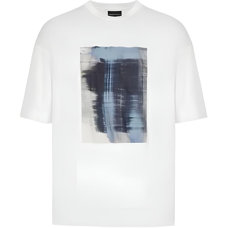 Emporio Armani FW22 Abstract Pattern Printed Crew Neck Short Sleeve T-Shirt Men Tops 6L1T751-JUVZ1-0138 S