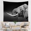 Black and White Elephant Print Pattern Tapestry Bohemian Style Wall Hanging Mandala Polyester Living Room Decoration Tapestry