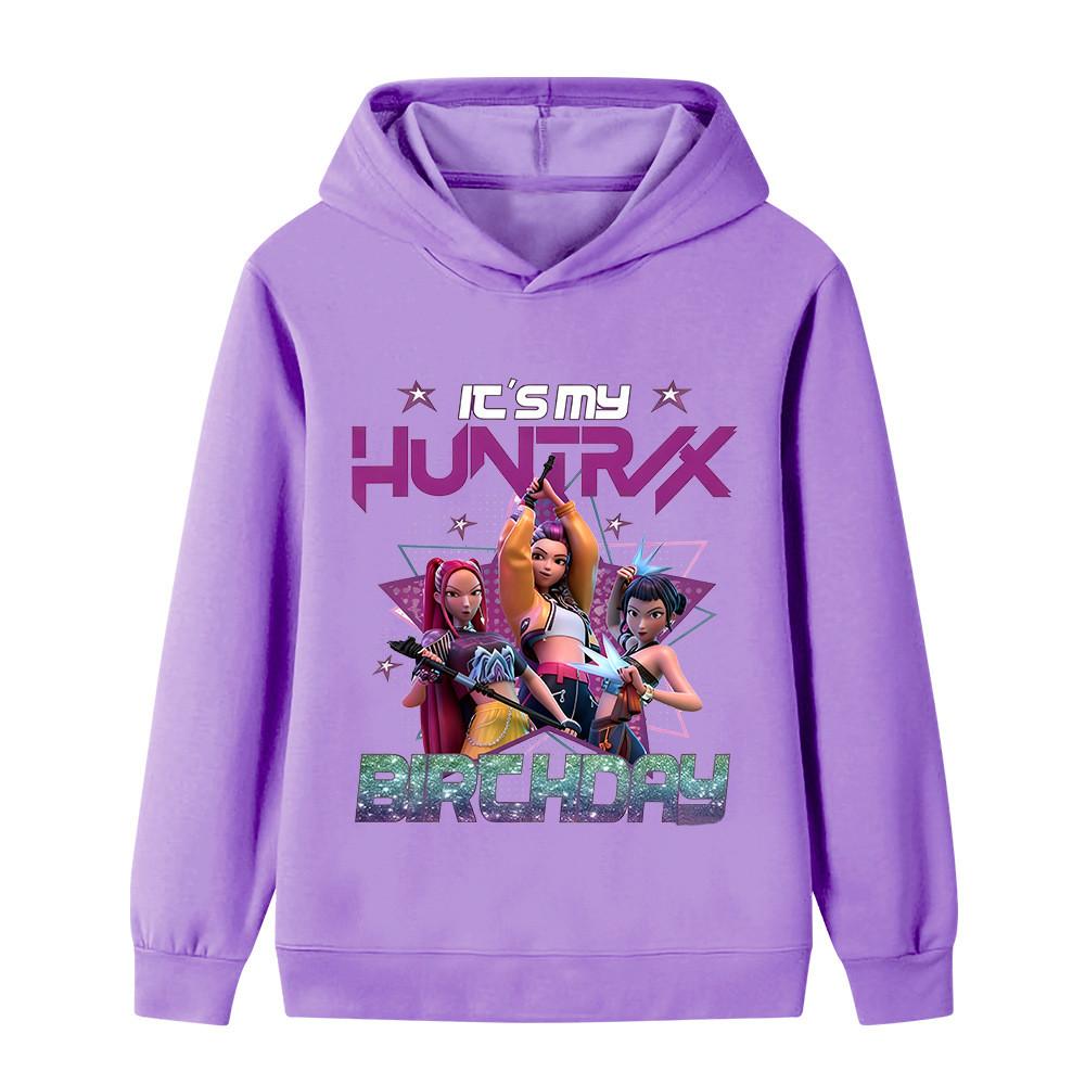 B1240 Kids Boys Girls Kpop Rumi Zoey Mira Print Long Sleeves Hoodie