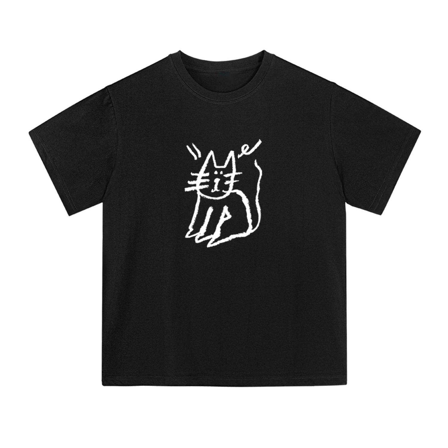 2025 Summer Cotton Cat Short-sleeved T-shirt s 2025 Summer Round Neck Loose s T-shirt Oversize Vintage Graphic Tops Tees XXXXL