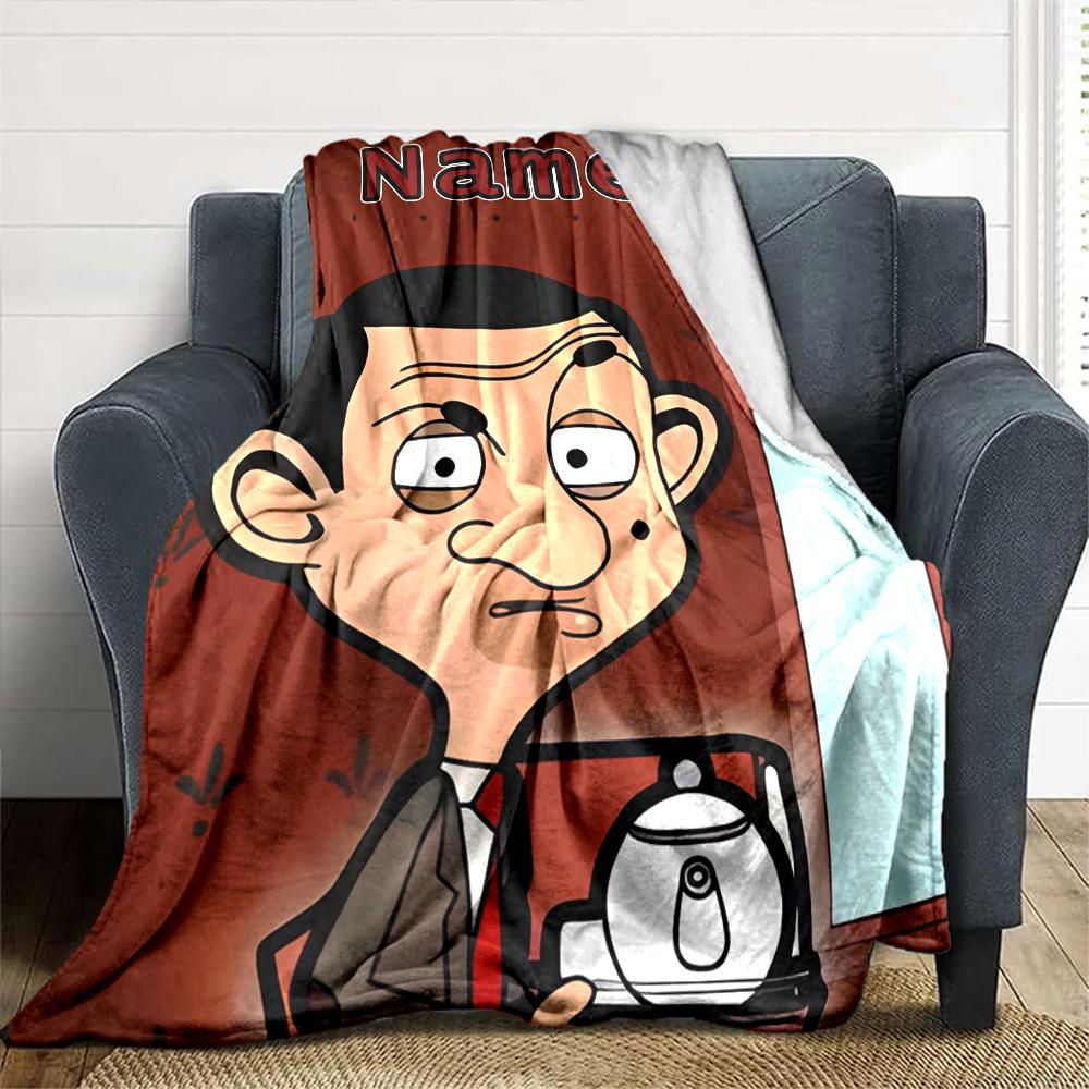 Customiz Name Personality Mr. Bean Blanket Soft &Warm Sofa Office Bed Travel Lunch Break Blanket, Gift Suitable All Seasons