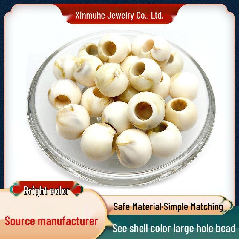

Акриловые бусины цвета слоновой кости: Крупное отверстие, Рисовый белый, Двухцветный, Круглый, Аксессуары для изготовления украшений своими руками 12mm (710 beads)