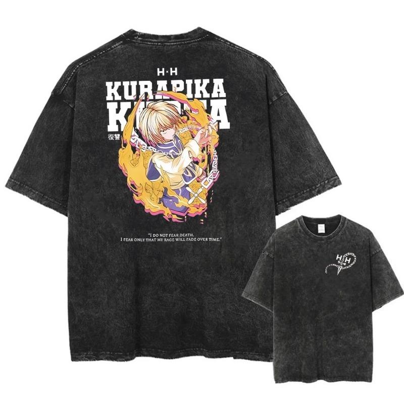 Y2k Tshirt Men Clothing New in Top & Tees Mens T-Shirt Camisetas Anime Hunter X Hunter Hisoka And Chrollo Logo Washed 61306