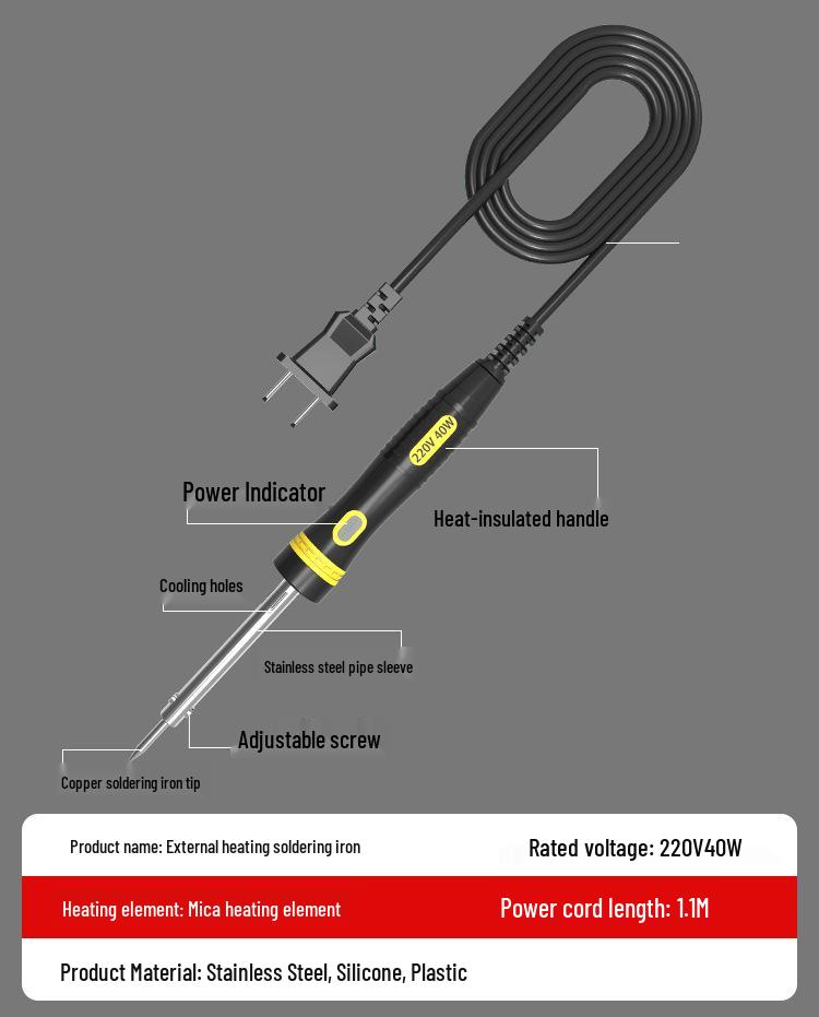 High-Power Industrial-Grade Electric Soldering Iron for Household and Professional Use - Constant Temperature, External Heating.