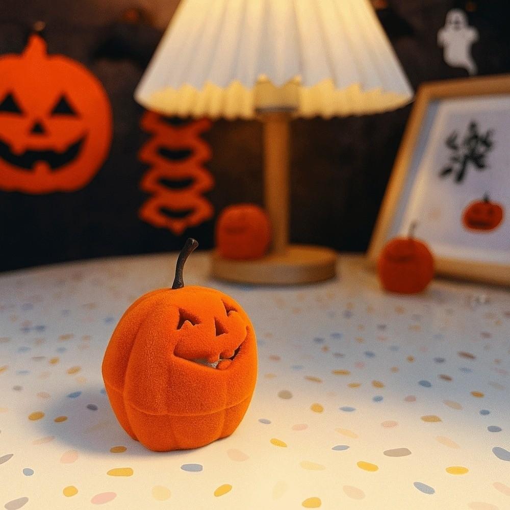 Storage Halloween Jewelry Box Anti-collision Flannel Jewelry Organizer Pumpkin Rings Box Gifts