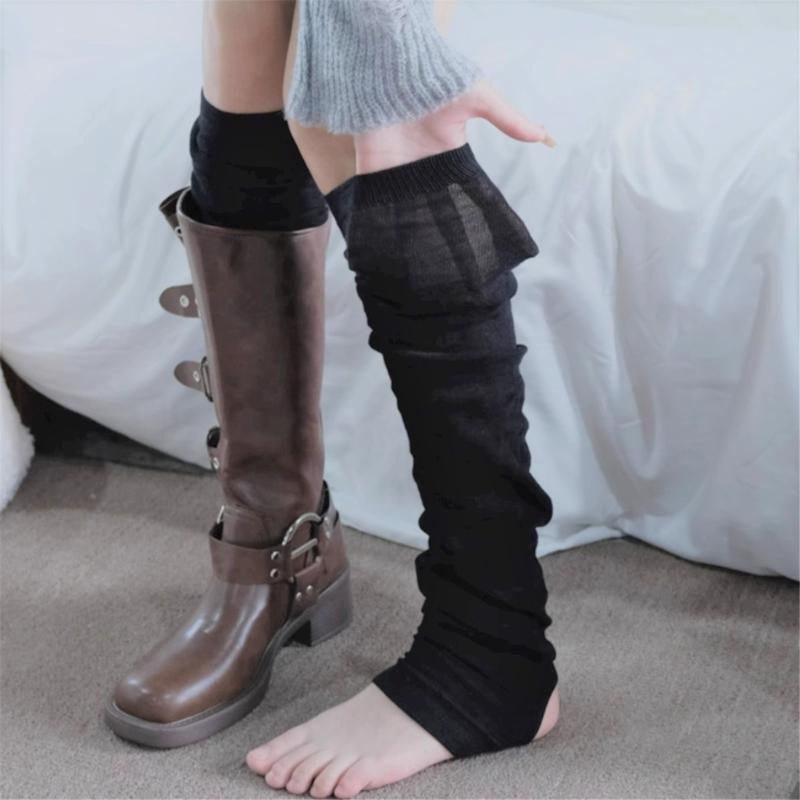 Stretch Leg Warmers Teens Girls Tube Socks Japanese JK Socks Footed Leggings