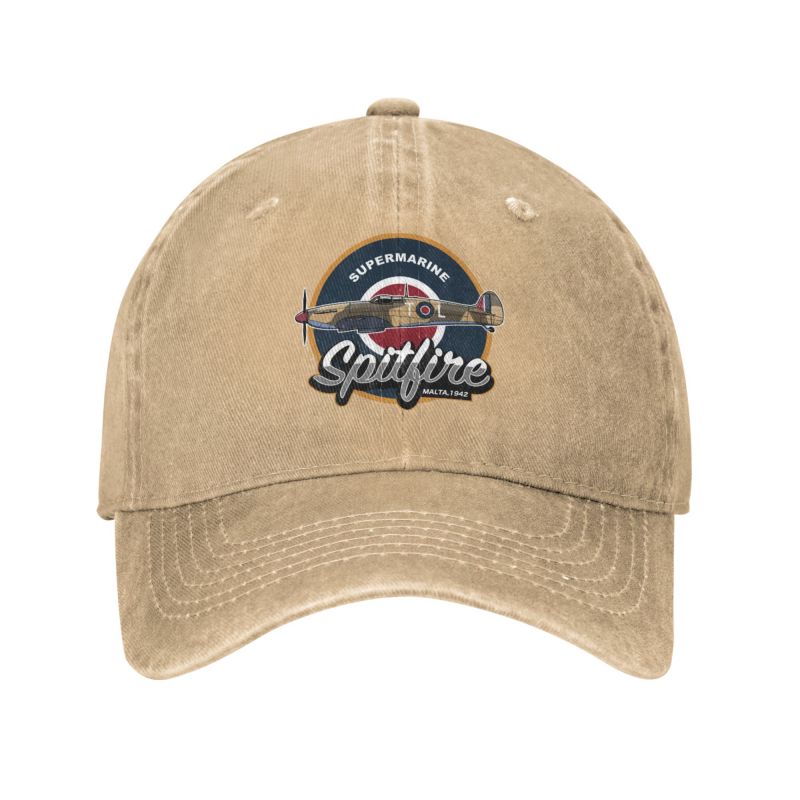 Mote bomull Vintage Supermarine Spitfire Malta baseballcaps Unisex kvinner pustende jagerfly WW2 krigspilot flyFly