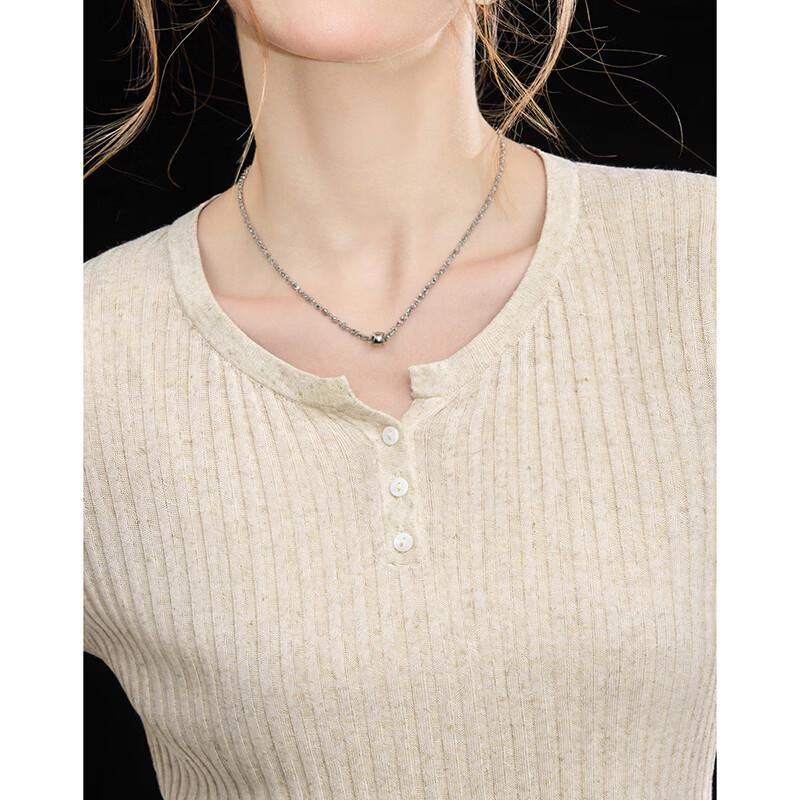 Women's Tencel-Linen Blend Ribbed Knit Short Sleeve Top
