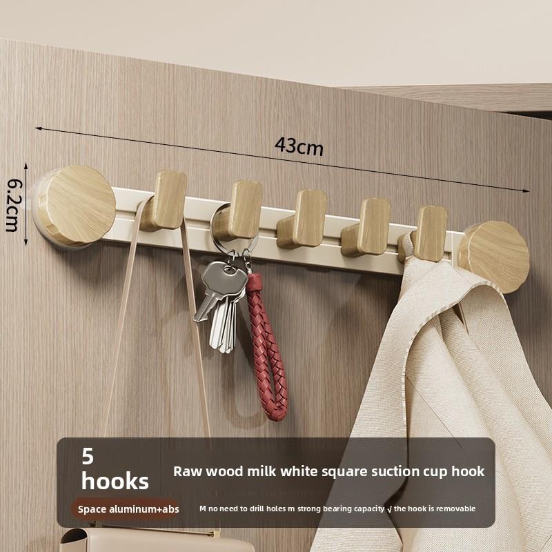Walnut Grain Suction Cup Wall Hook Organizer For Home Storage