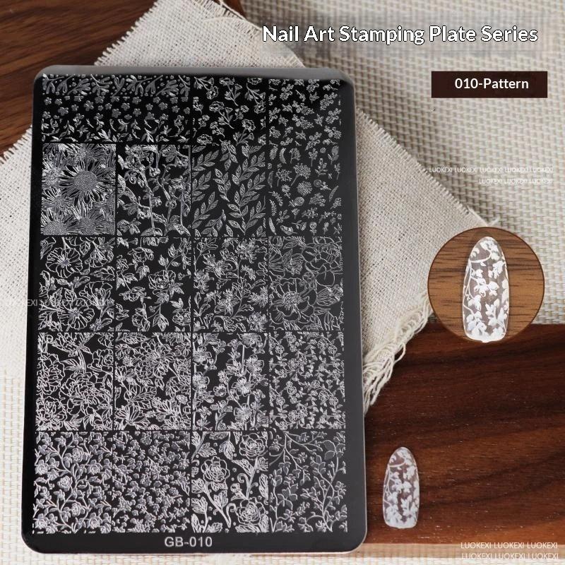 French Lace Flower Butterfly Nail Art Stamping Plate High Definition Pattern DIY Manicure Print Tool for Professional Salon Home Use