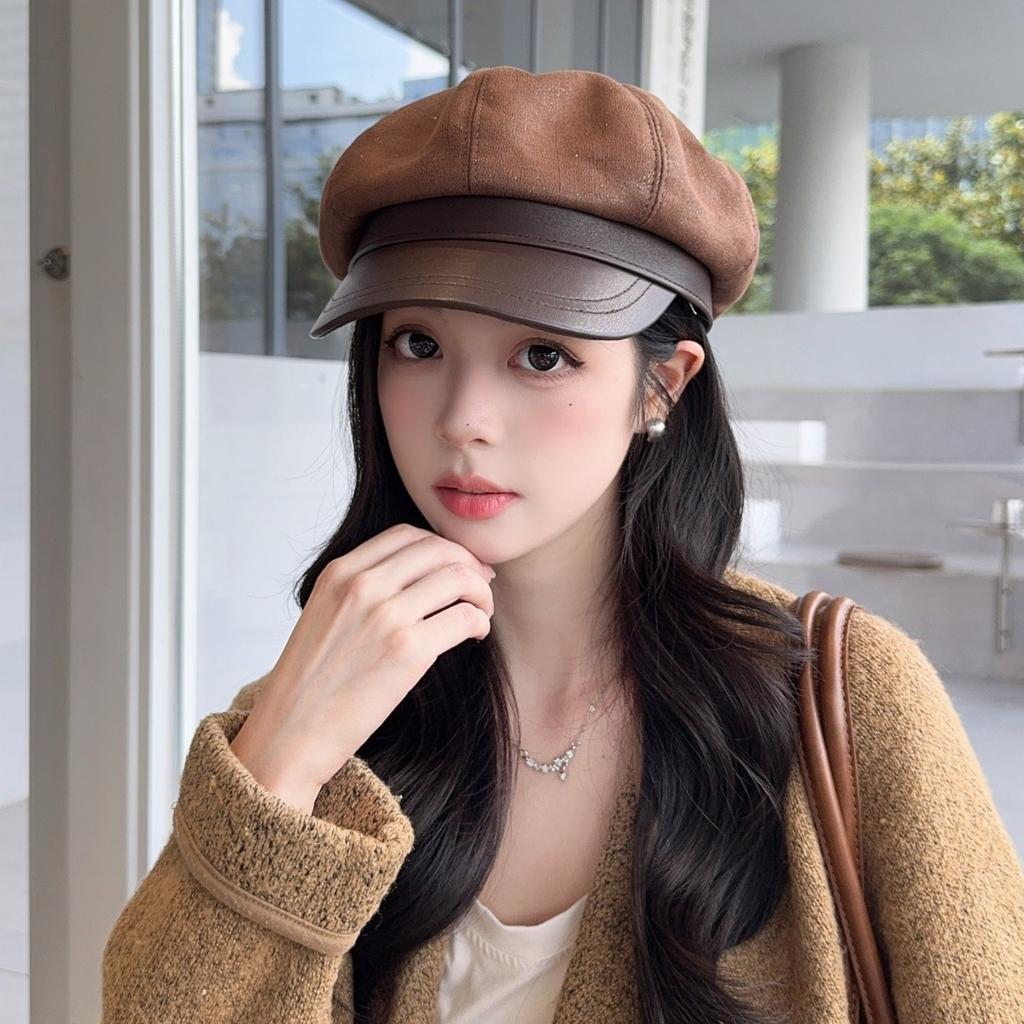 New Autumn and Winter Octagonal Hat Children Internet Celebrity Painter Beret Duck Tongue Versatile Face Small Tide Cap