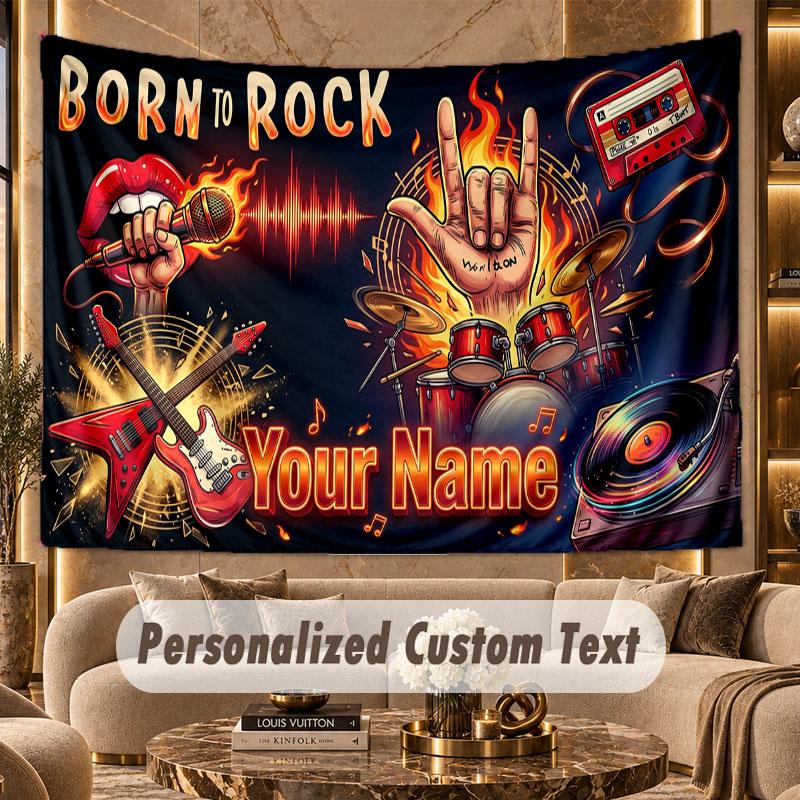 Music General (59) Theme Wall Tapestry Customized With Name Text Personalized Hanging Tapestry For Bedroom Living Room Decor