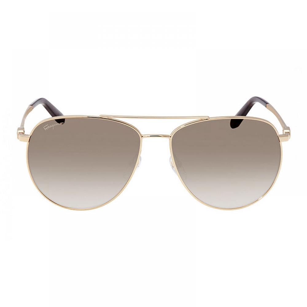 Salvatore Ferragamo Sunglasses Aviator Full Rim  Dark Gunmetal Frame And Blue Lens Sf157s015 Silver