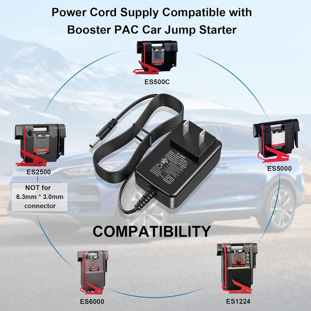 Power Cord 19V Charger For Booster PAC ES5000 ES2500 ESP5500 J1000 J850 AC Power Supply Adapter For Booster Auto Truck/Motor Jump Starter Charger