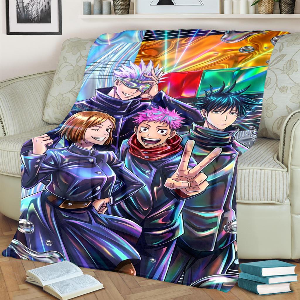 Comfortable Warm Jujutsu Kaisen Blanket Flannel for Bedrooms, Sofas, Beds, Chairs, Picnics, Travel