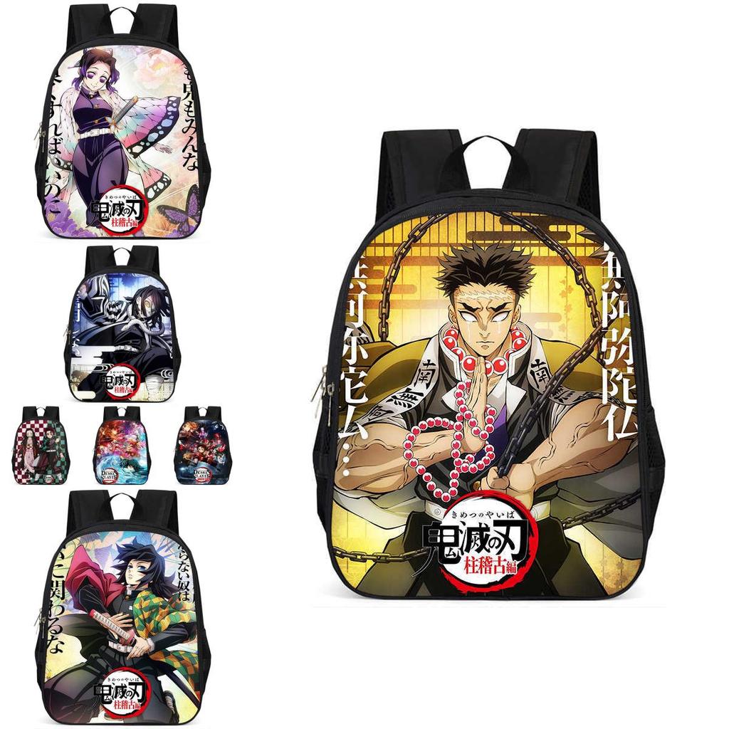 Trendy Demon Slayer Book Bag With Durable Oxford Fabric And Large Storage