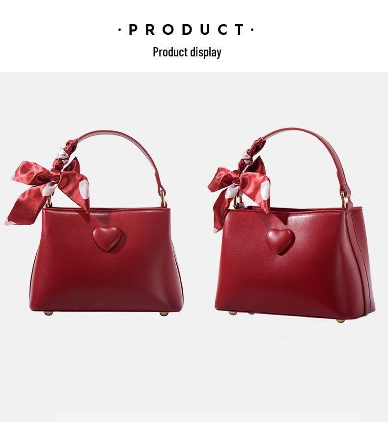 2025 Retro Rote Braut-Eimertasche mit großem Fassungsvermögen