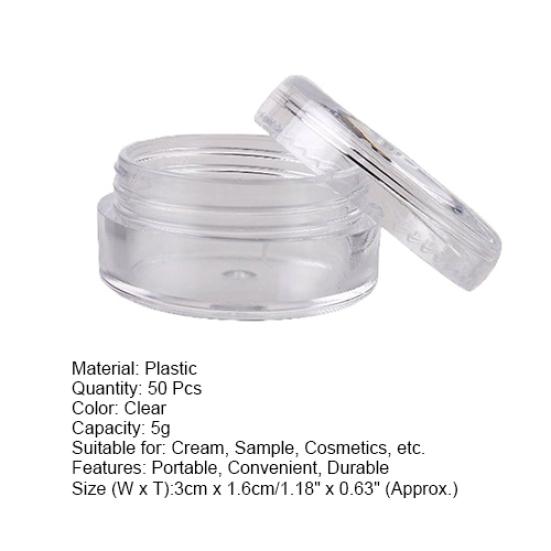 50Pcs/Bag 5g Empty Cream Bottle Wear-resistant Excellent Sealed Performance Clear Round Refillable Makeup Container for Travel