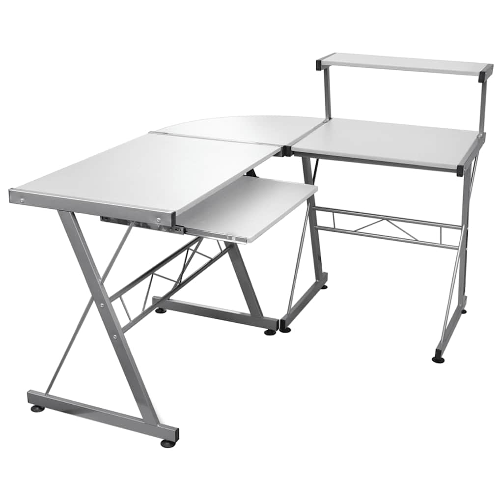 L shaped computer desk white 132 x 112 x 99 cm engineered wood