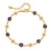 Multicolor Enamel Daisy Eyes Bracelet with Gold-Plated Brass Chain