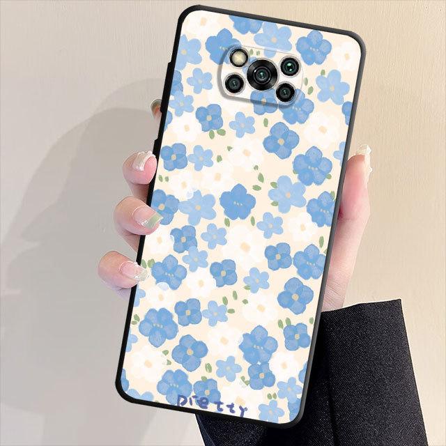 Lovely Flower Phone Case For Samsung Galaxy S23 S21 S22 S20 Note 20 Ultra 10 Plus 8 9 Note20ultra S21 S22 Black Soft Cover Bag