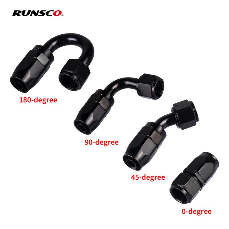 4/6/8/10/12 AN Hose Ends Fitting Aluminium Black AN Fittings Adapter Oil Fuel Pipe Reusable Fitting End 0/45/90/180 Degree