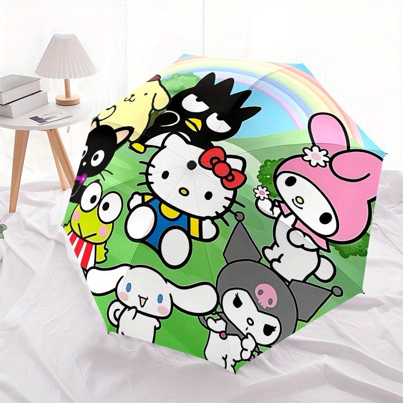 Hello Kitty, Sanrio Automatic Open/Close Umbrella-Cute Umbrella with Cute Design, Portable 3-Fold Compact Umbrella for Men & Women, Hallowee
