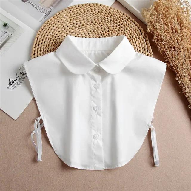 Fashion Front Tie White Fake Collar for Women Stand Detachable Collar Fake Girls Vintage Lace Ladies False Blouse Collar